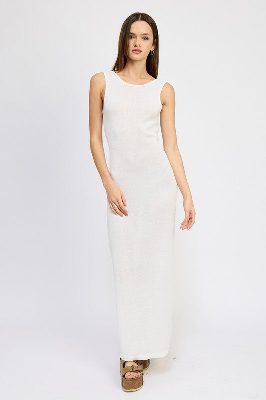 SOMEWHERE ON THE BEACH CROCHET MAXI DRESS WITH BACK TIE DETAIL