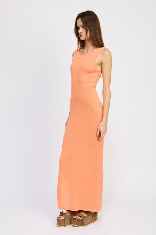 SOMEWHERE ON THE BEACH CROCHET MAXI DRESS WITH BACK TIE DETAIL