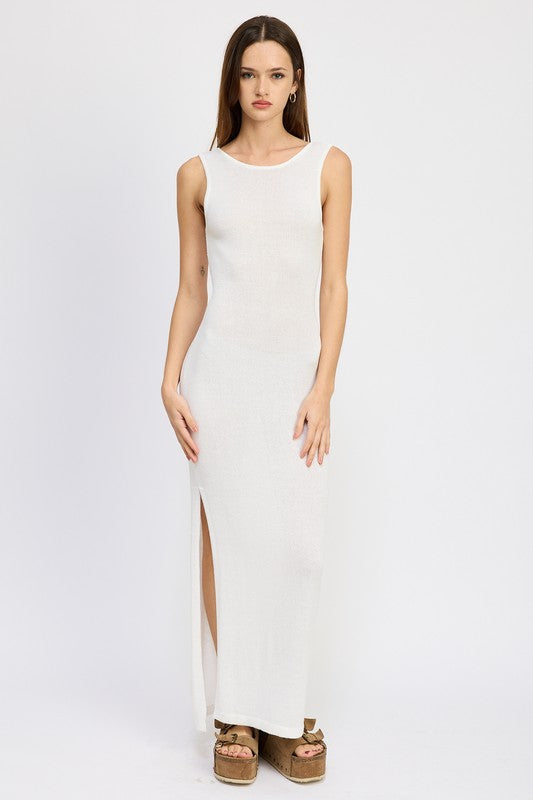 SOMEWHERE ON THE BEACH CROCHET MAXI DRESS WITH BACK TIE DETAIL
