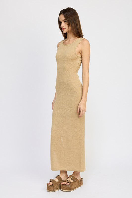 SOMEWHERE ON THE BEACH CROCHET MAXI DRESS WITH BACK TIE DETAIL