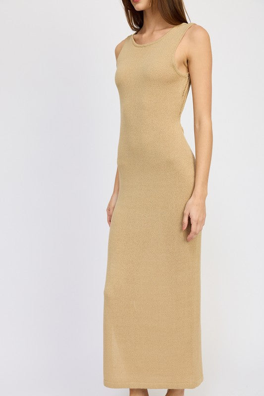 SOMEWHERE ON THE BEACH CROCHET MAXI DRESS WITH BACK TIE DETAIL