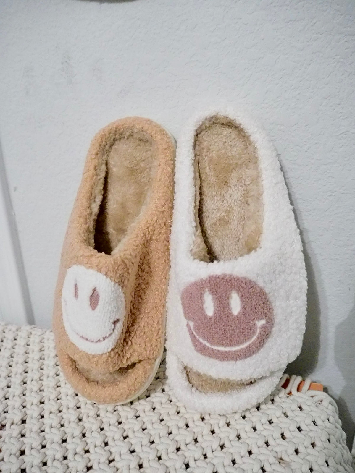 Happy Mismatched Slippers