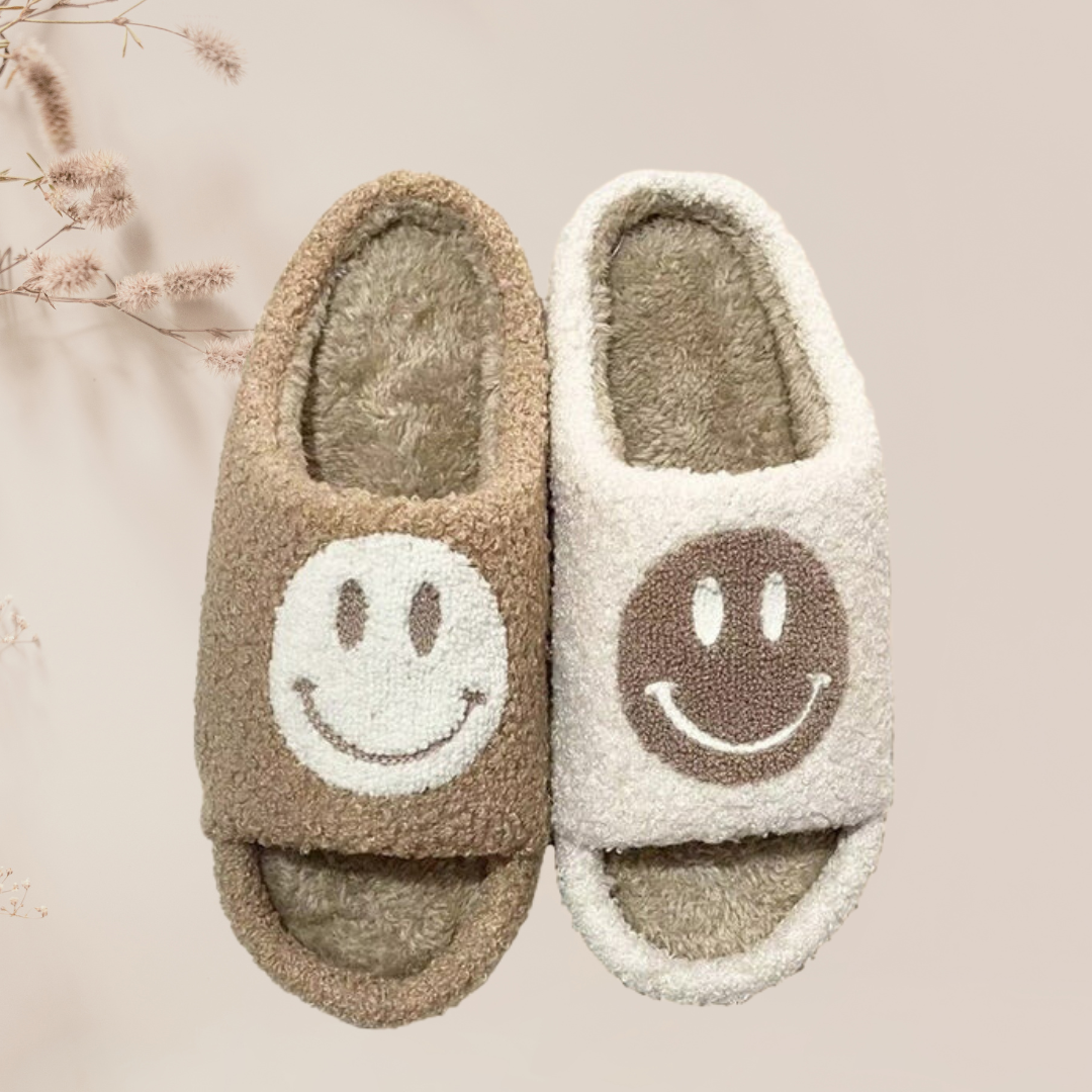 Happy Mismatched Slippers