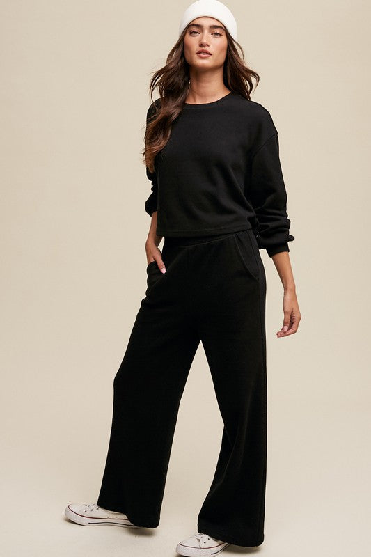 NOT SO BASIC Knit Sweat Top and Pants Athleisure Lounge Sets