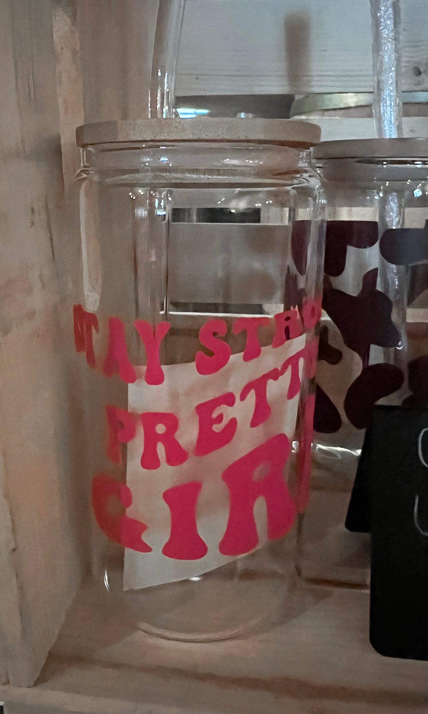 Stay Strong Pretty Girl Glass Cup